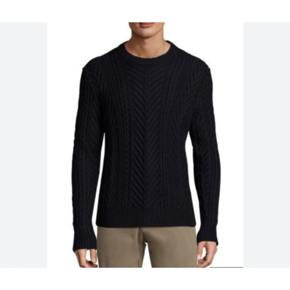 THEORY Cellan Wool Sweater Merino Wool Navy Long Sleeve Crew Neck
